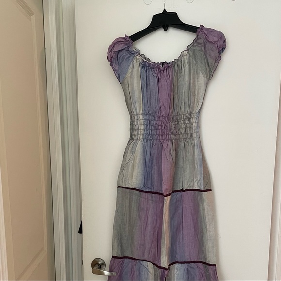 COPY - Purple and grey long peasant style dress small - Picture 2 of 5